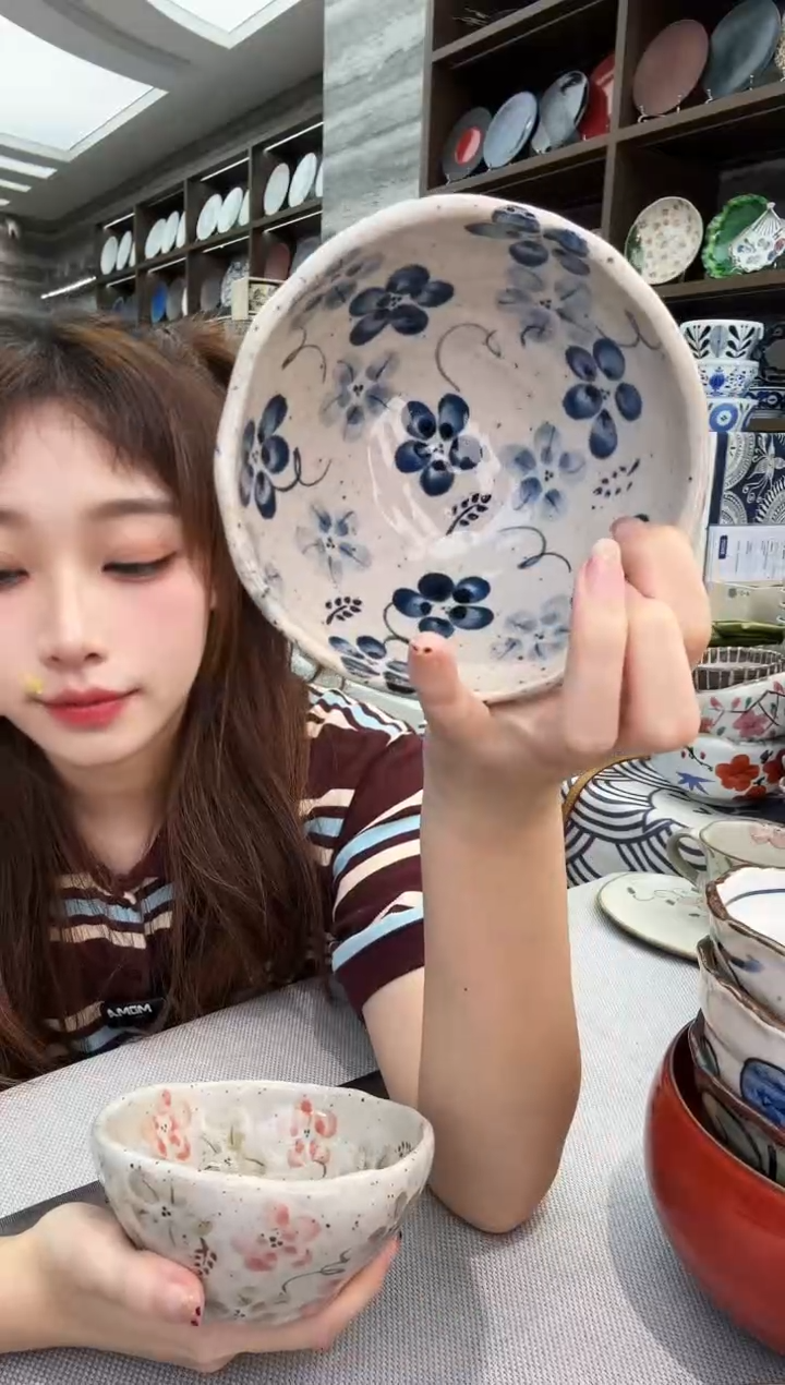小钵灶师窑蓝小花小钵13cm