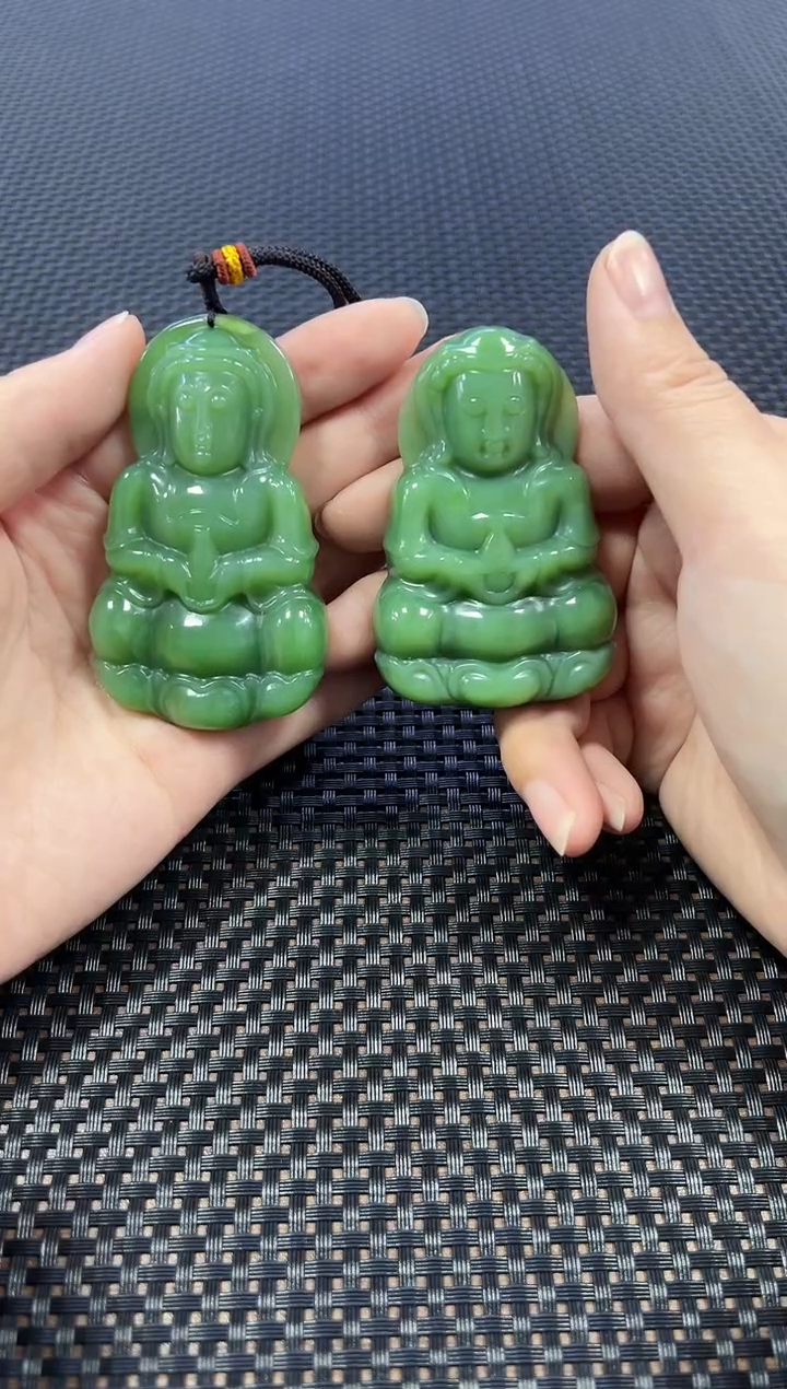 【闪购商品】和田玉挂件未镶嵌碧玉观音(多样性发一件)