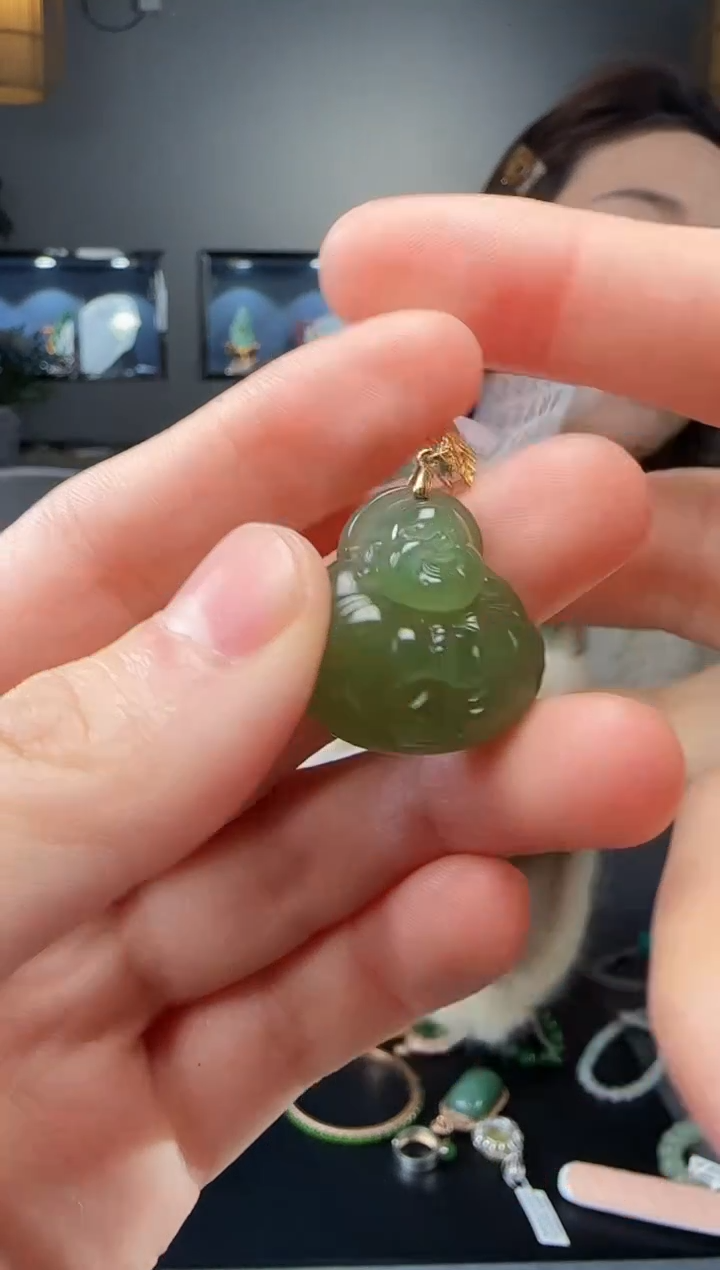 【闪购商品】和田玉吊坠(不含链)18K金镶嵌1