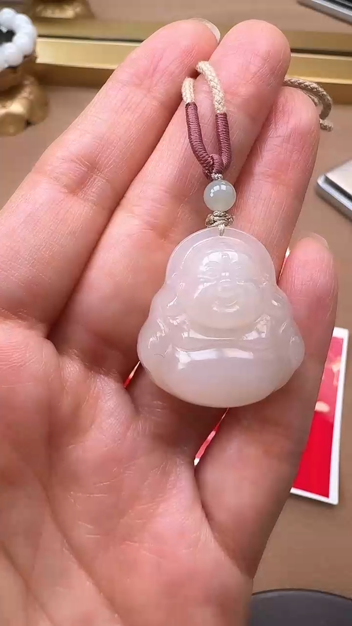 【闪购商品】和田玉吊坠未镶嵌0929淡藕粉佛公（28）