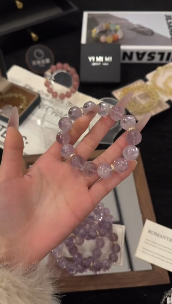 合金手链水晶紫兔毛x3543