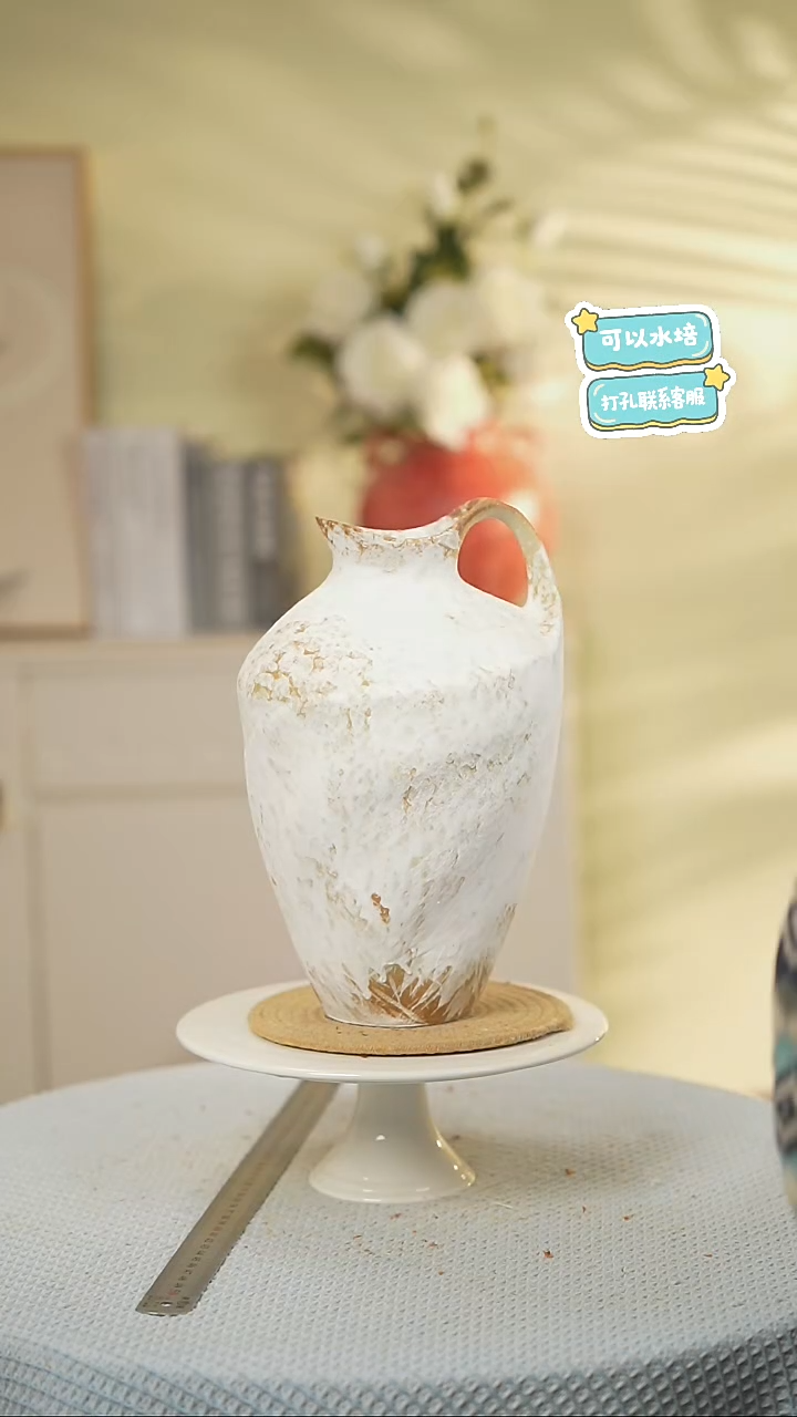 单耳素雪景德镇高端陶瓷花瓶家居水培插花瓶