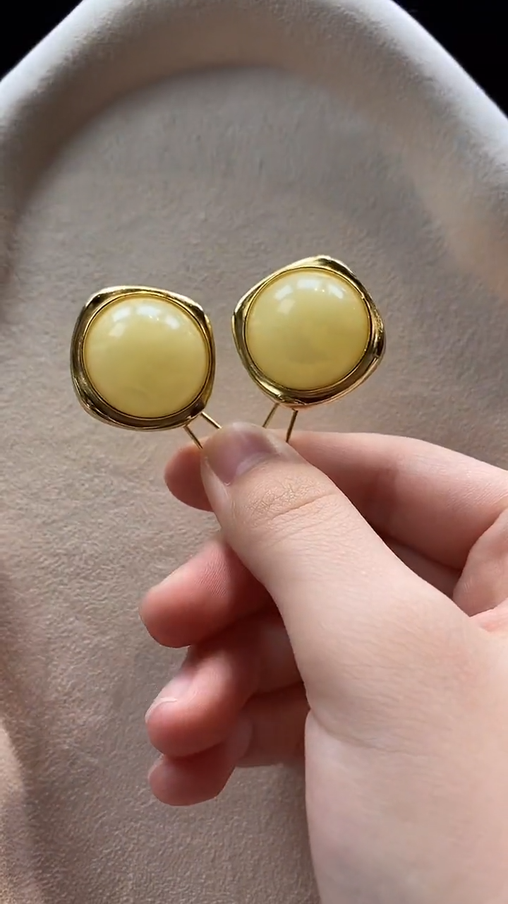琥珀未镶嵌耳饰耳环