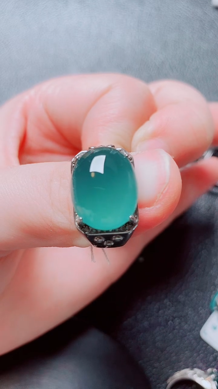 银S925镶嵌戒指翡翠翡翠