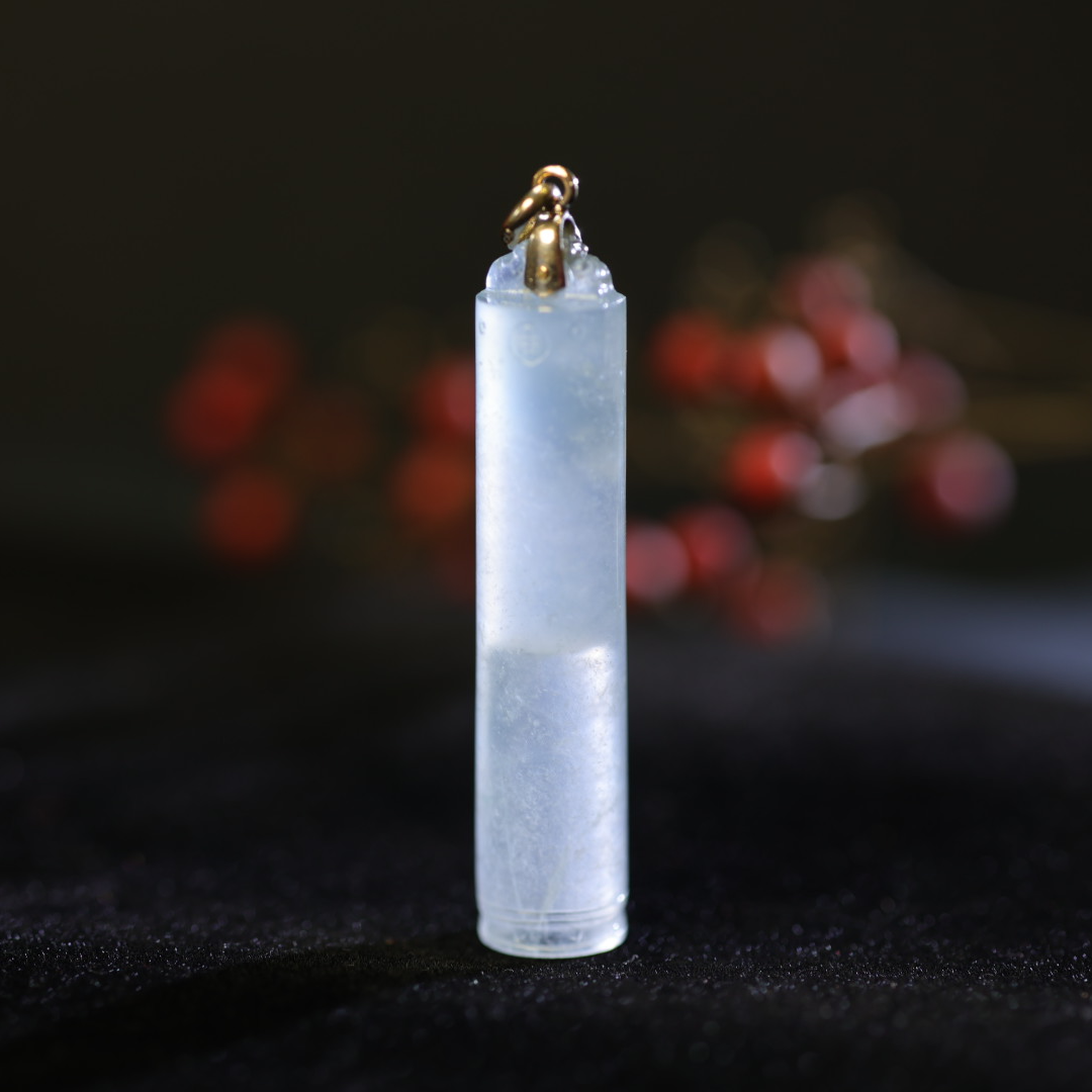 清代老坑种冰种翡翠翎管挂件高品质