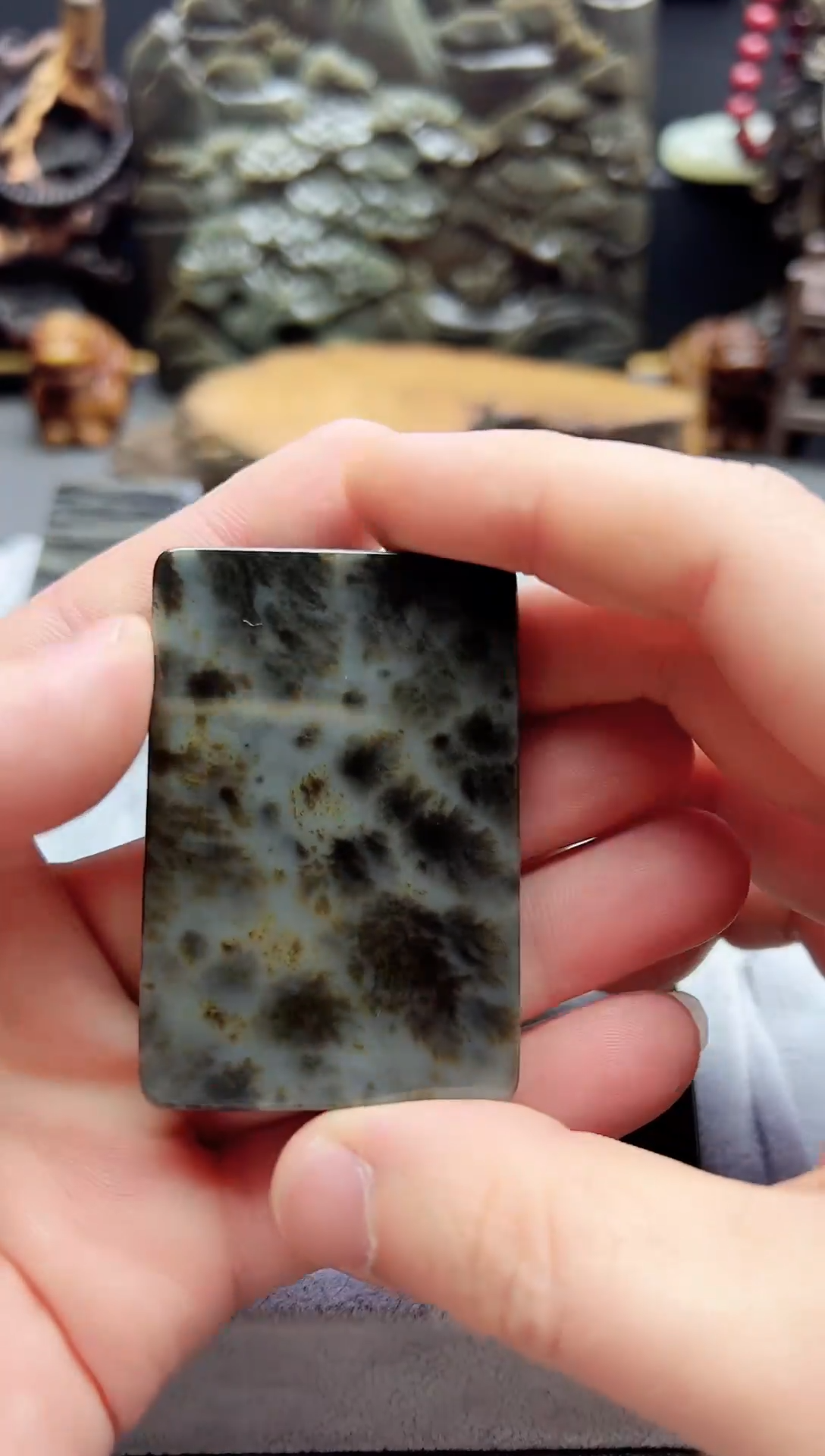 颈饰未镶嵌和田玉若羌青花意境平安无事牌