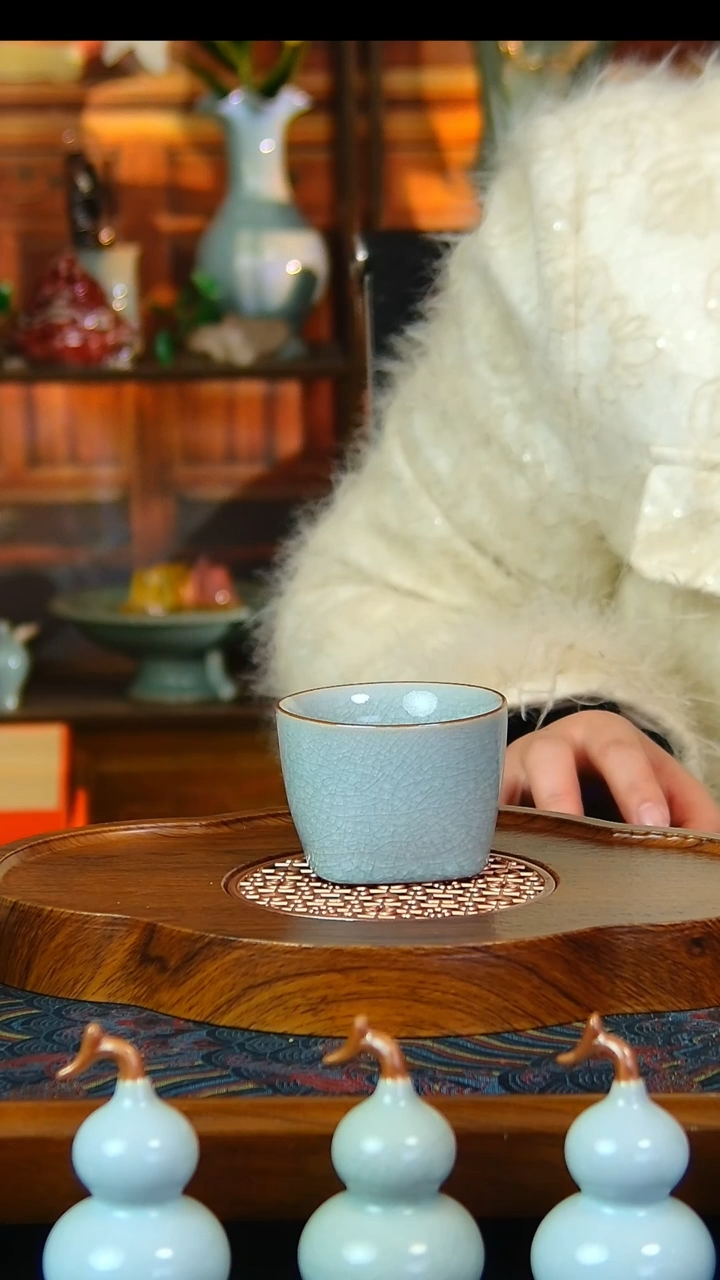 瓷片冰花天圆杯精品