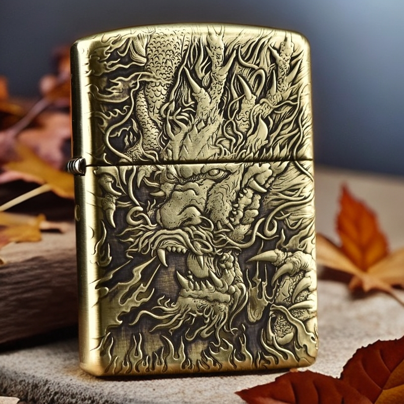 【CC】zippo打火机铜盔甲浮雕龙啸九天之宝煤油防风送礼收藏款DY991