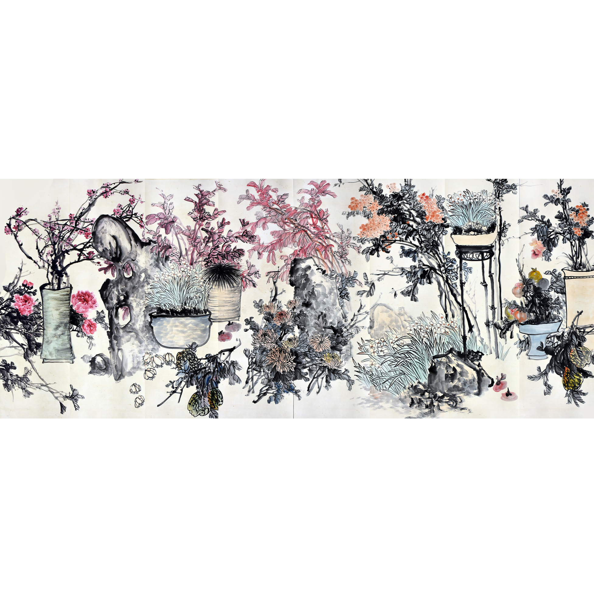 HM9430 花卉八屏 143×44cm×8 纸本八屏 5.6×8平尺