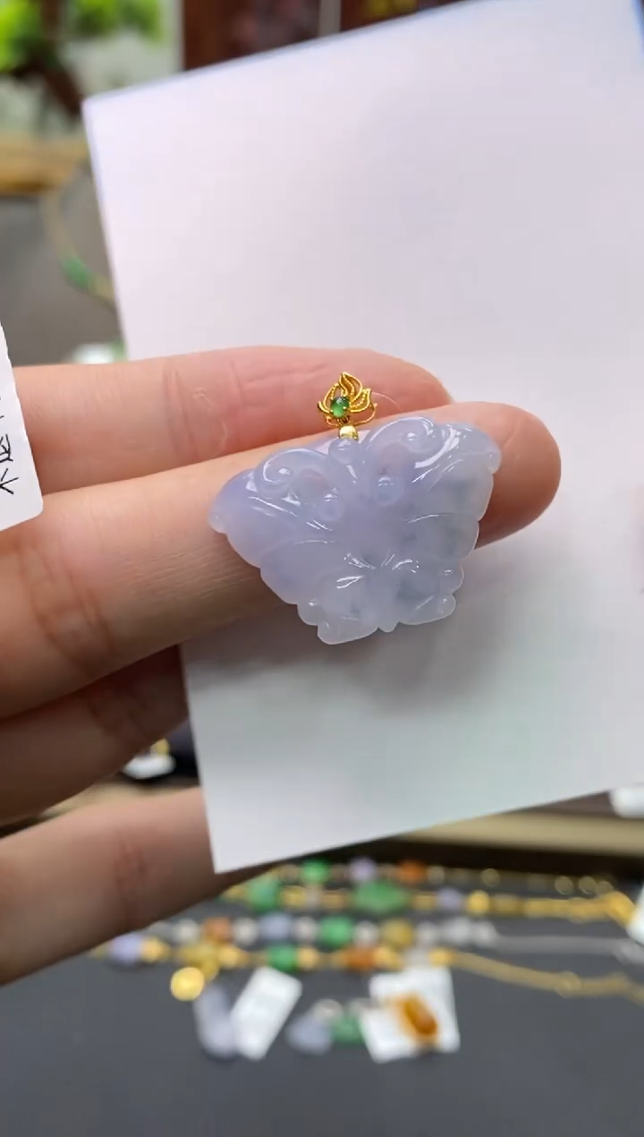 【闪购商品】翡翠颈饰18K金镶嵌净货13950