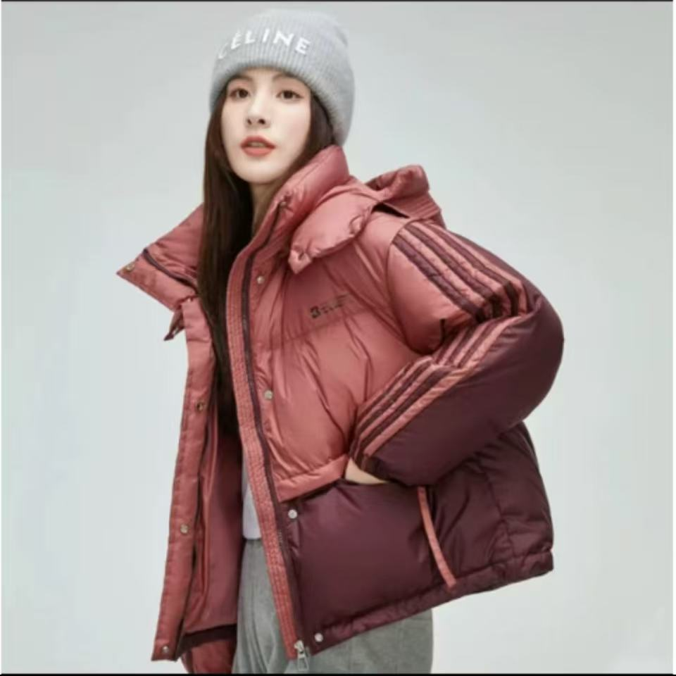 YBB韩版短款宽松女冬新款加厚设计感连帽外套