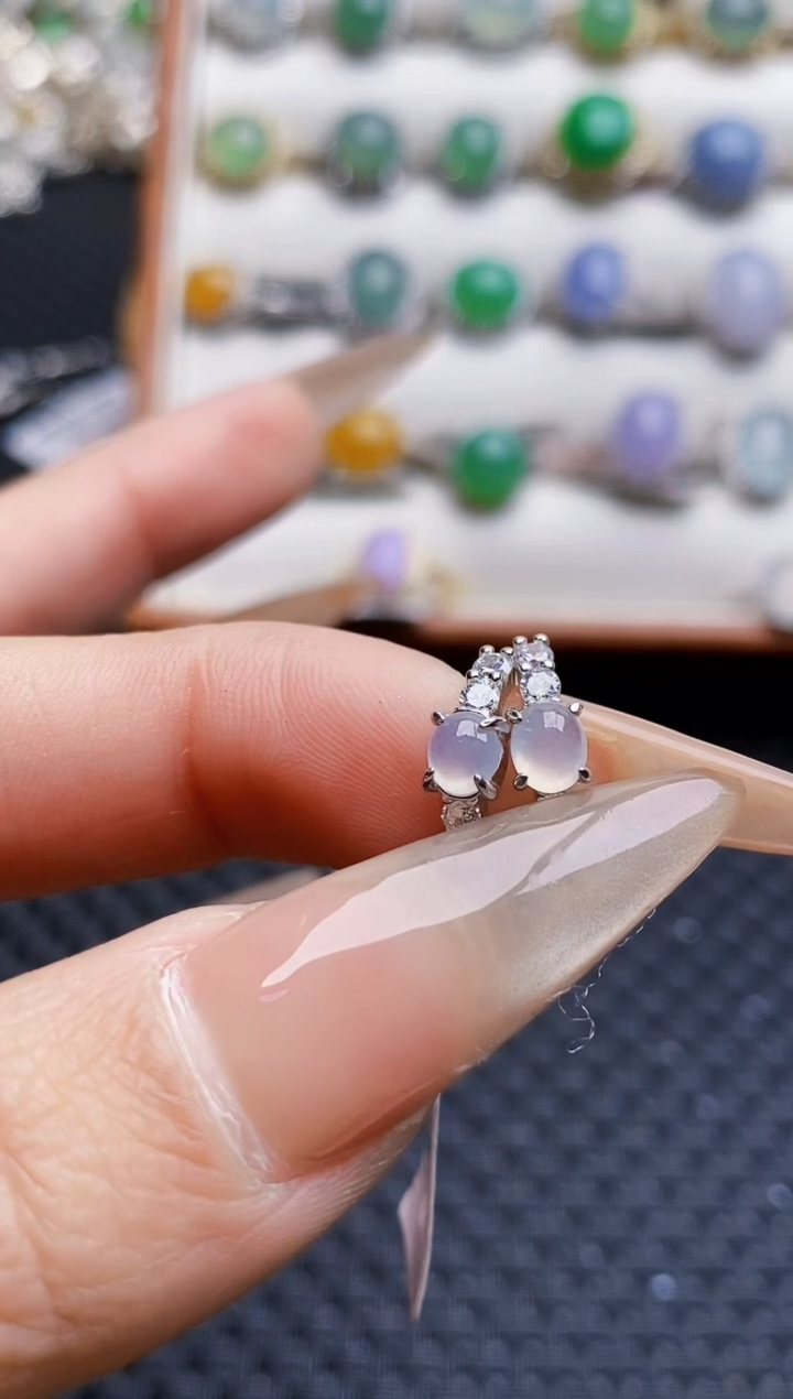 银S925镶嵌戒指翡翠心***兔3513