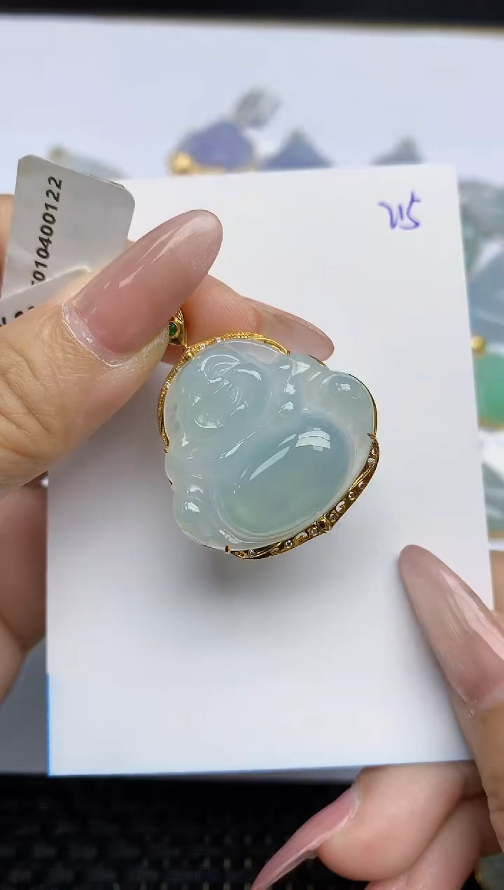 【闪购商品】翡翠颈饰18K金镶嵌天然A货翡翠 215