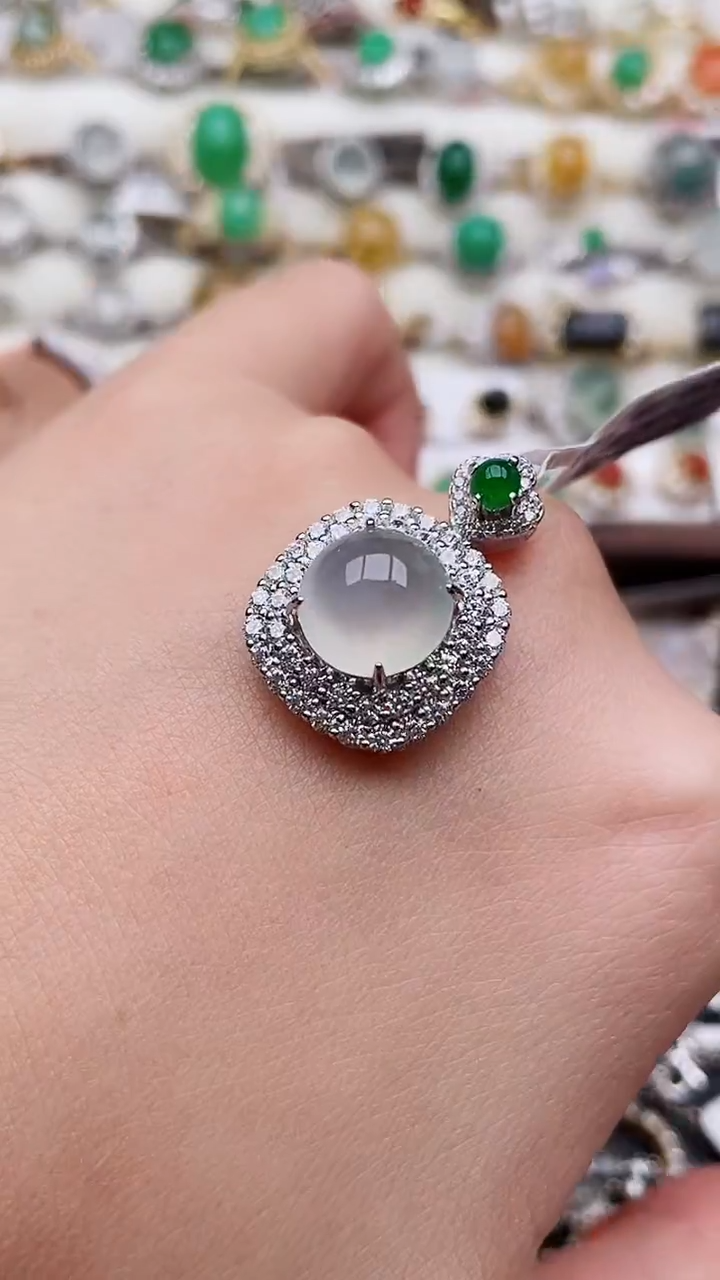 吊坠(不含链)银S925镶嵌翡翠114