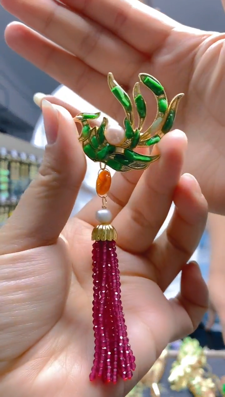 【闪购商品】翡翠耳饰合金0109翡翠胸针