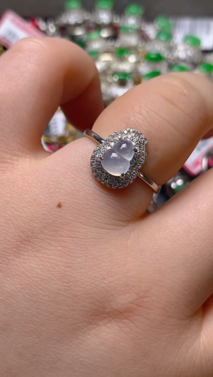 银S925镶嵌戒指翡翠百内无证书