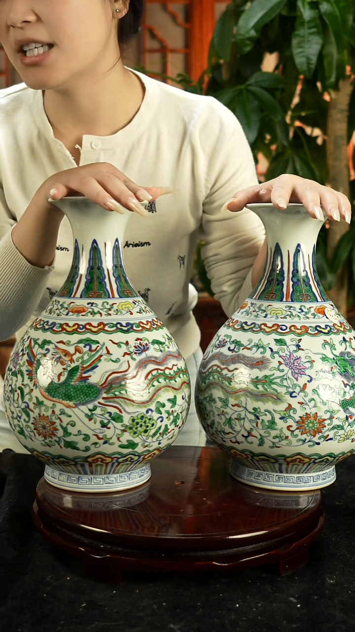 其他瓷宁**远斗彩玉壶春瓶一对