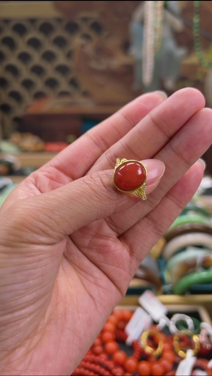 合金南红玛瑙戒指1