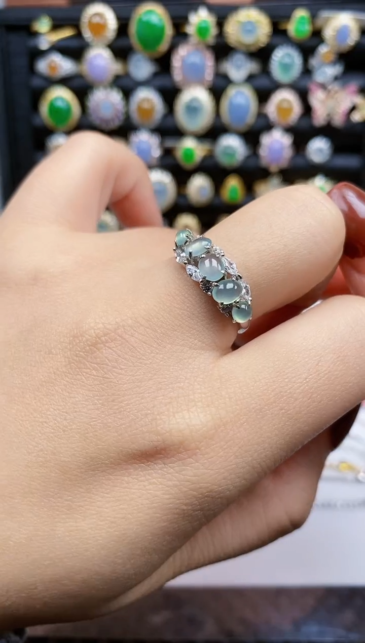 银S925镶嵌戒指翡翠368