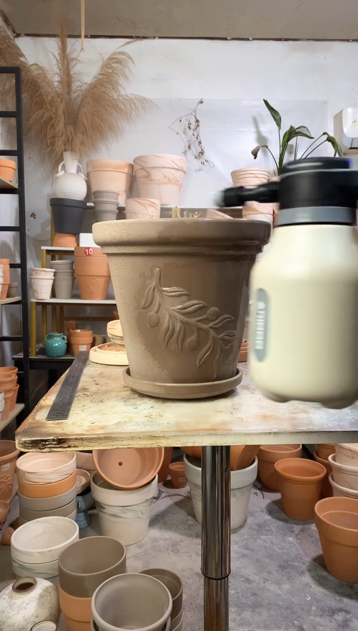 30*27灰陶橄榄枝 1盆1托