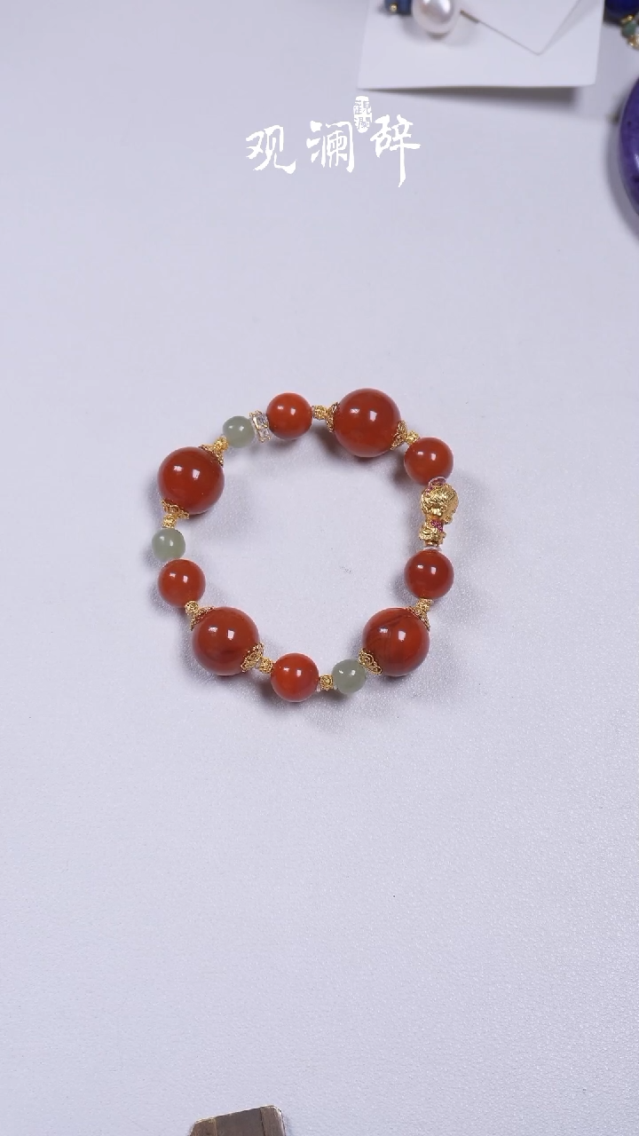 【闪购商品】南红玛瑙和田玉银S925镶嵌手链