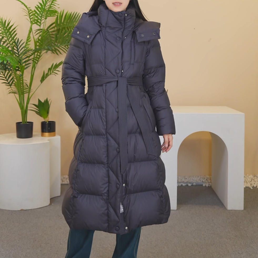 PARKVIEW/百芙川羽绒服女款时尚百搭女士连帽中长款冬季YK135-2