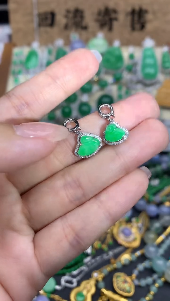 【闪购商品】翡翠耳饰18K金镶嵌257-中国好珍宝