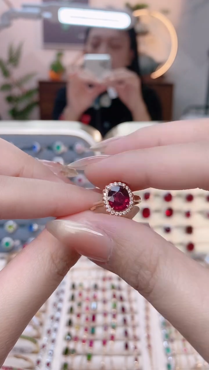 【闪购商品】碧玺18K金戒指18K金镶嵌1