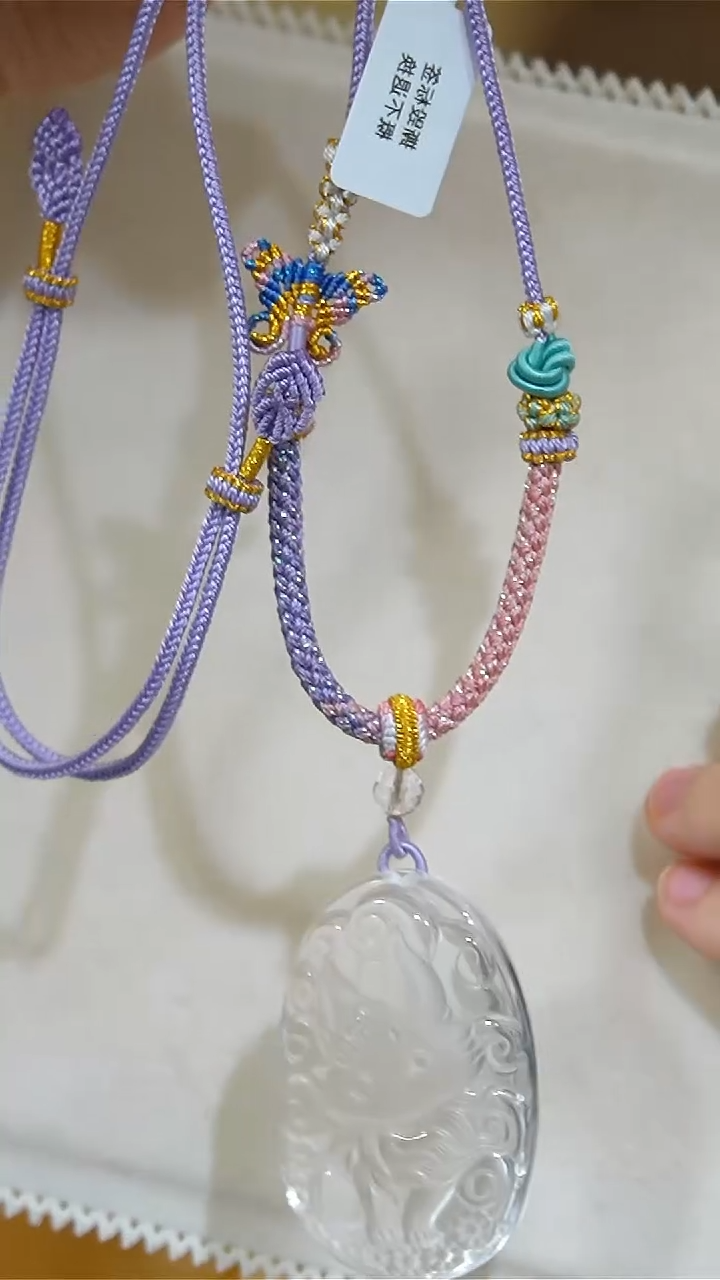 项链未镶嵌水晶白水晶九尾狐手工绳项链