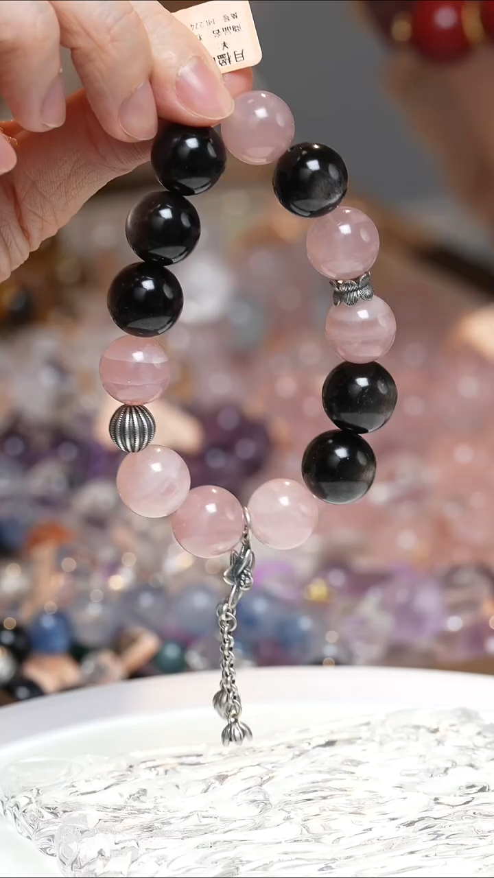 未镶嵌手串水晶粉水晶黑曜石手串·MM0025NOV022L274
