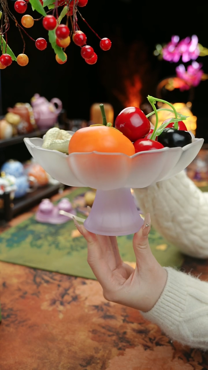 【闪购商品】紫色水晶高足果蝶点心盘