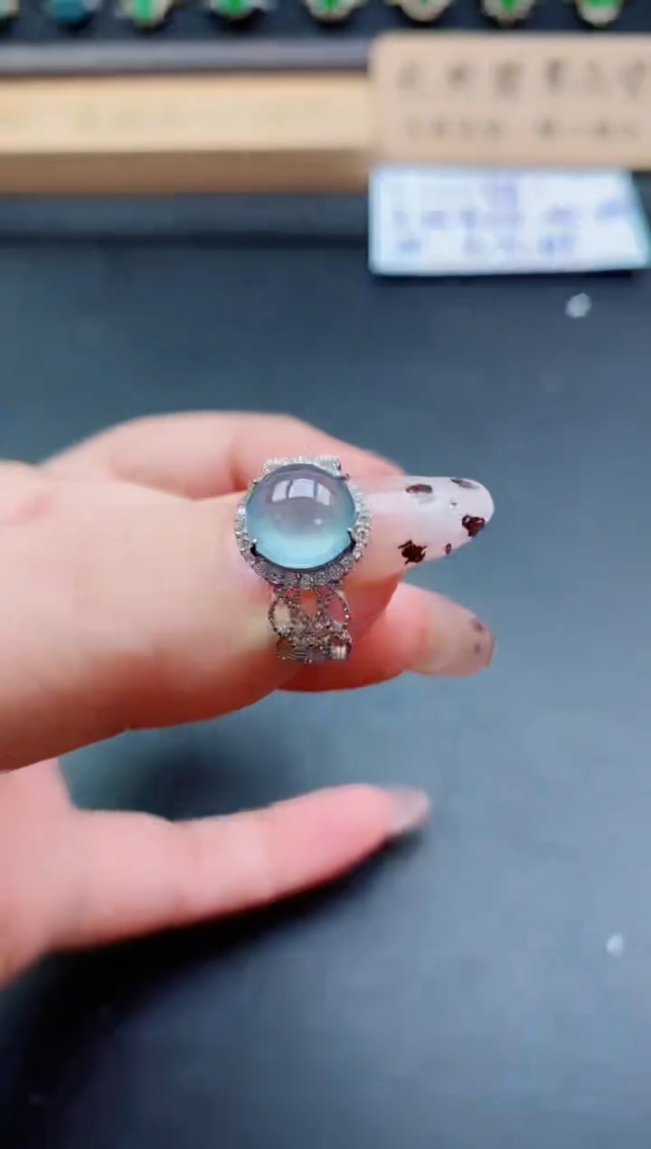 银S925镶嵌戒指翡翠1