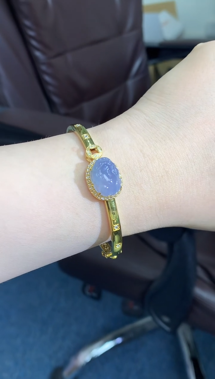 【闪购商品】翡翠手镯18K金镶嵌776--中国好珍宝