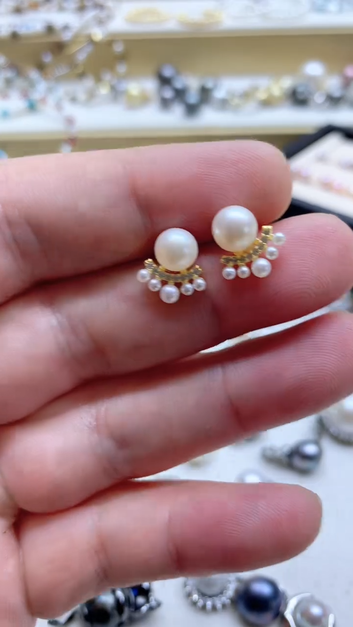 未镶嵌耳饰淡水珍珠6-7mm