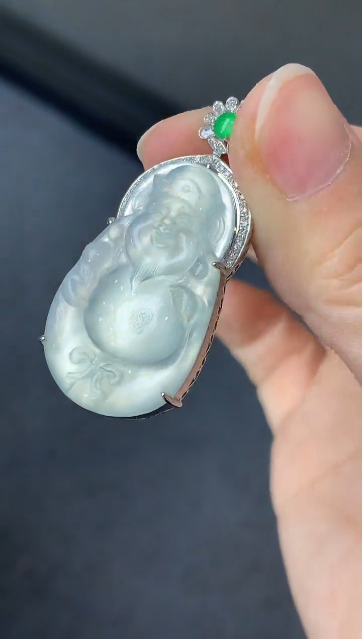 颈饰18K金镶嵌翡翠546-中国好珍宝