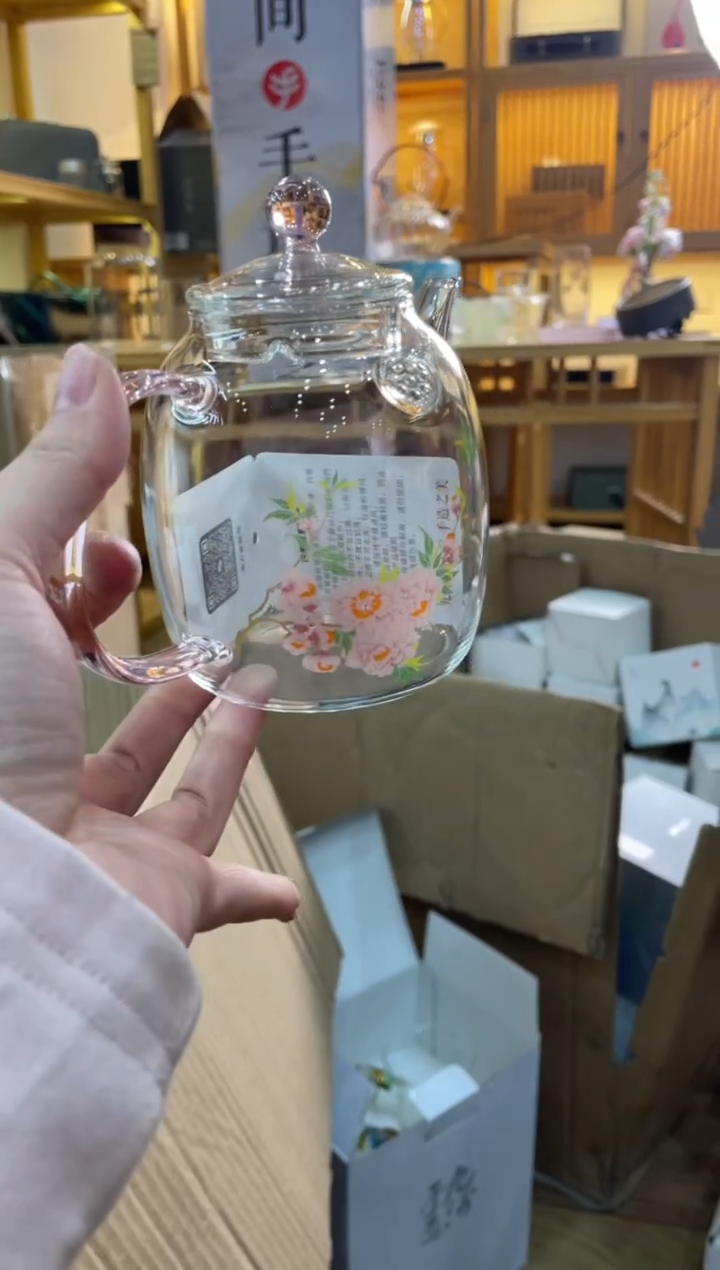 手工艺品玻璃秦权壶粉把桃花