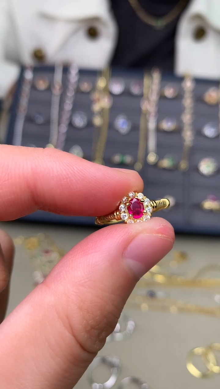 银S925镶嵌戒指红宝石戒指