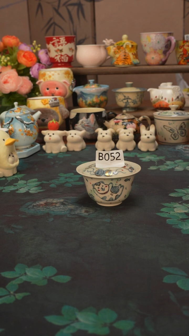 柯柯   猫猫描金盖碗052