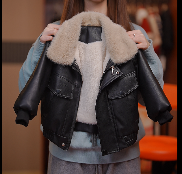 【现货】男童秋冬外套加绒加厚2025新款皮衣儿童机车夹克冬装衣服