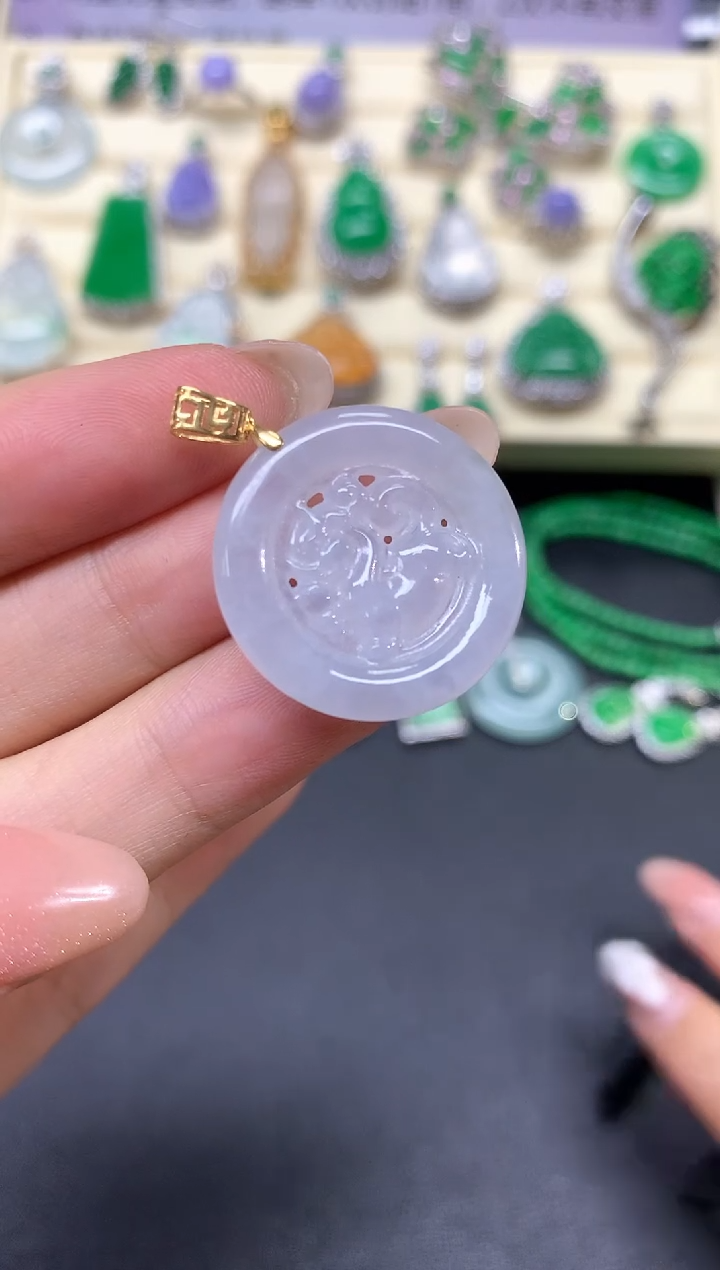 【闪购商品】翡翠吊坠(不含链)18K金镶嵌吊坠|250+30