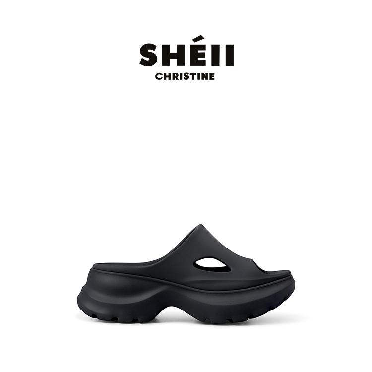 【SHEII】夏季常规舒适运动时尚一字凉拖圆头松糕跟E5215070