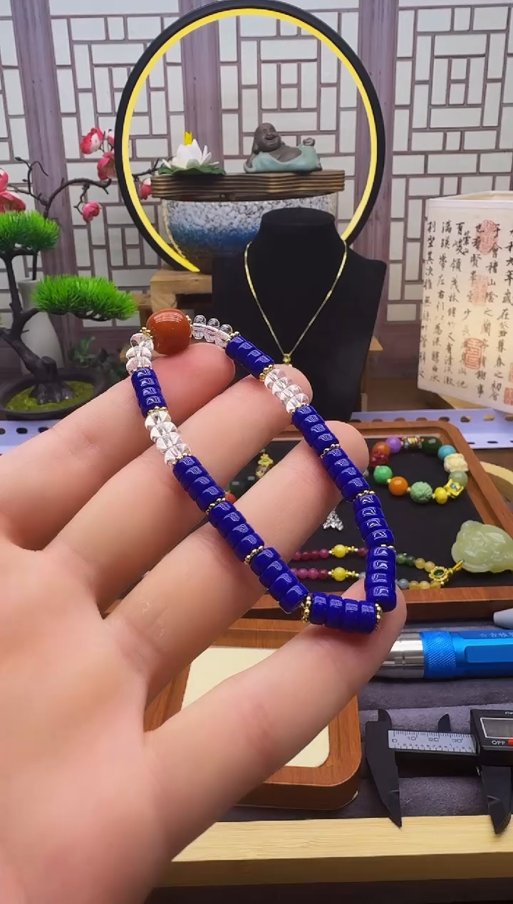 14K金镶嵌青金石手链S180
