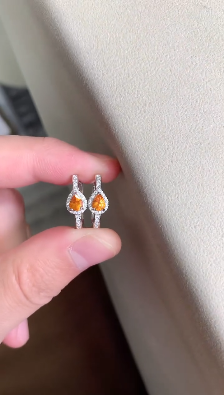 【闪购商品】石榴石（芬达石）耳饰银S925镶嵌耳饰