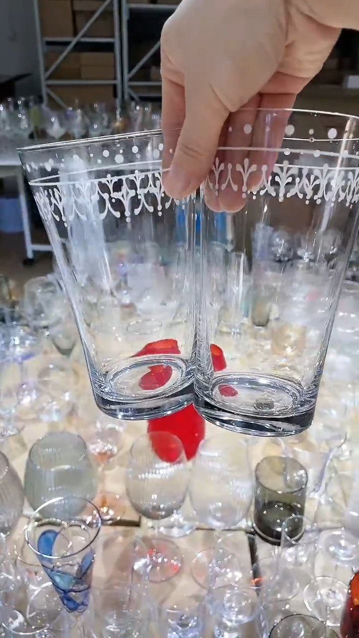 【闪购商品】水晶玻璃2只花纸水杯