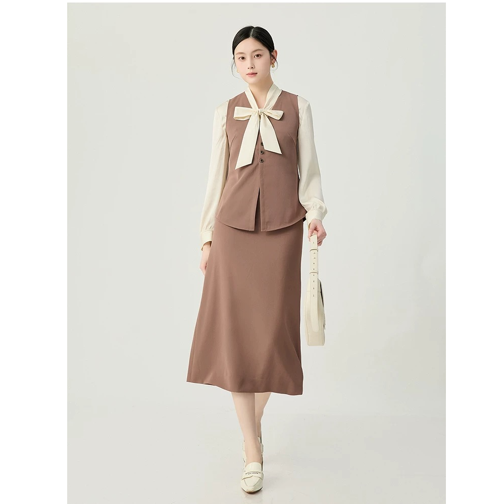 GIRDEAR/哥弟品质女装经典百搭高腰中长款A字半身裙1200360