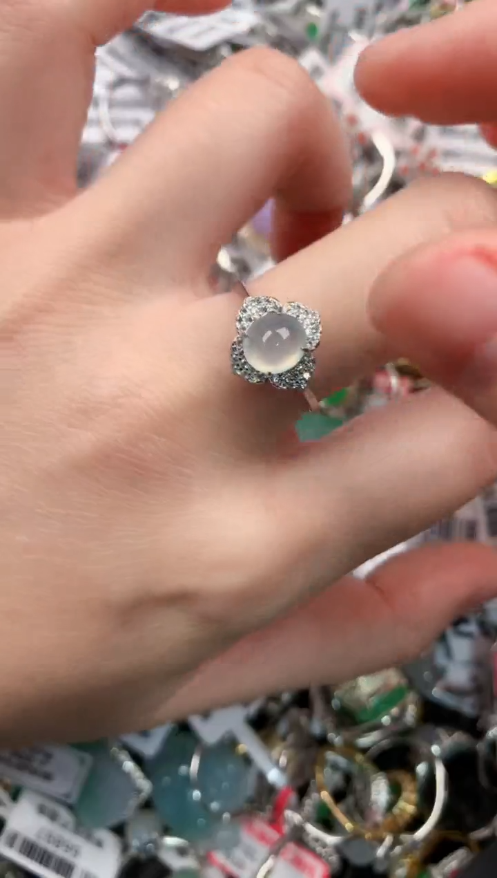 银S925镶嵌戒指翡翠7            3