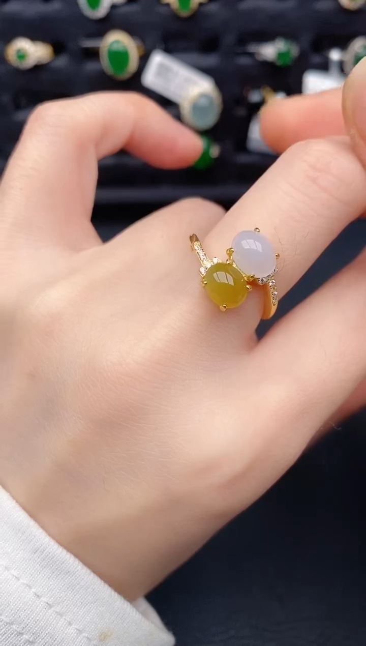 银S925镶嵌戒指翡翠天然a货翡翠200