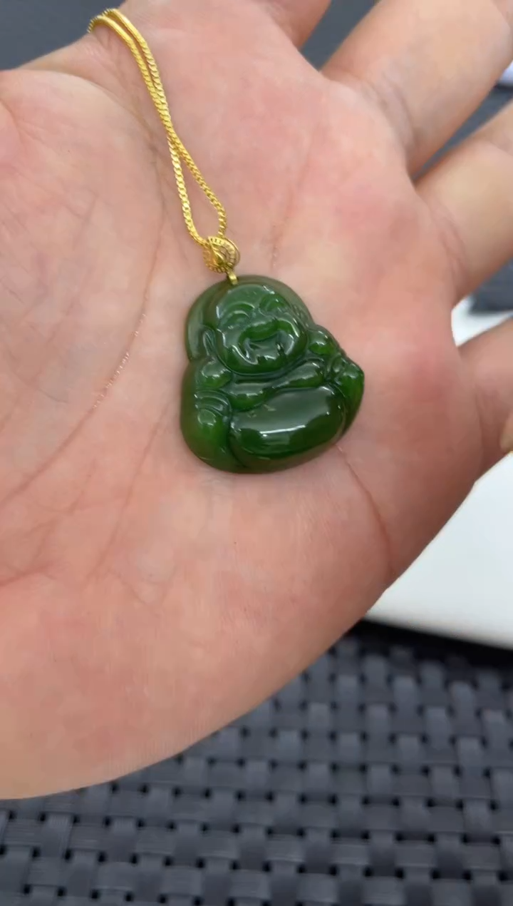 和田玉18K金镶嵌吊坠(不含链)佛公 （多样性发一件）