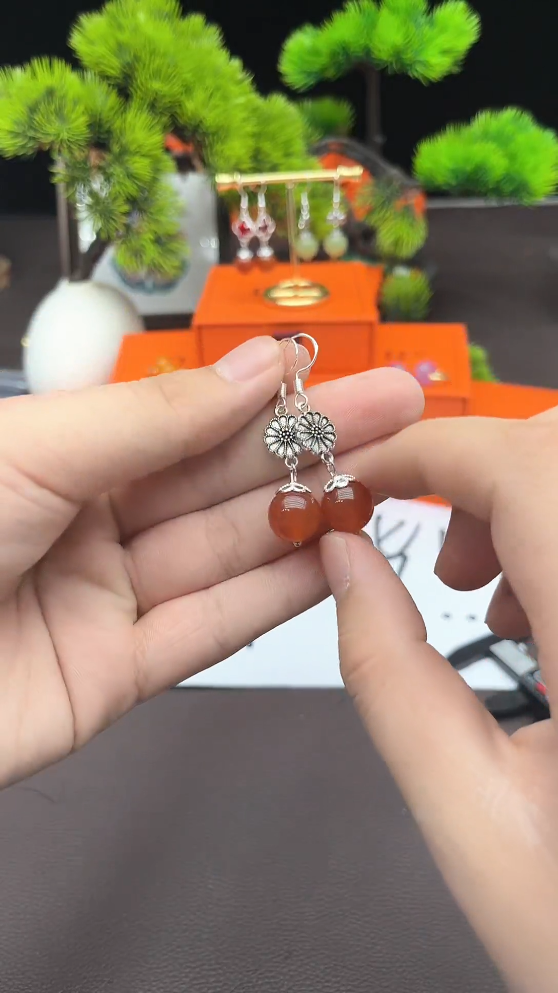 【闪购商品】南红玛瑙耳饰银S925镶嵌339000