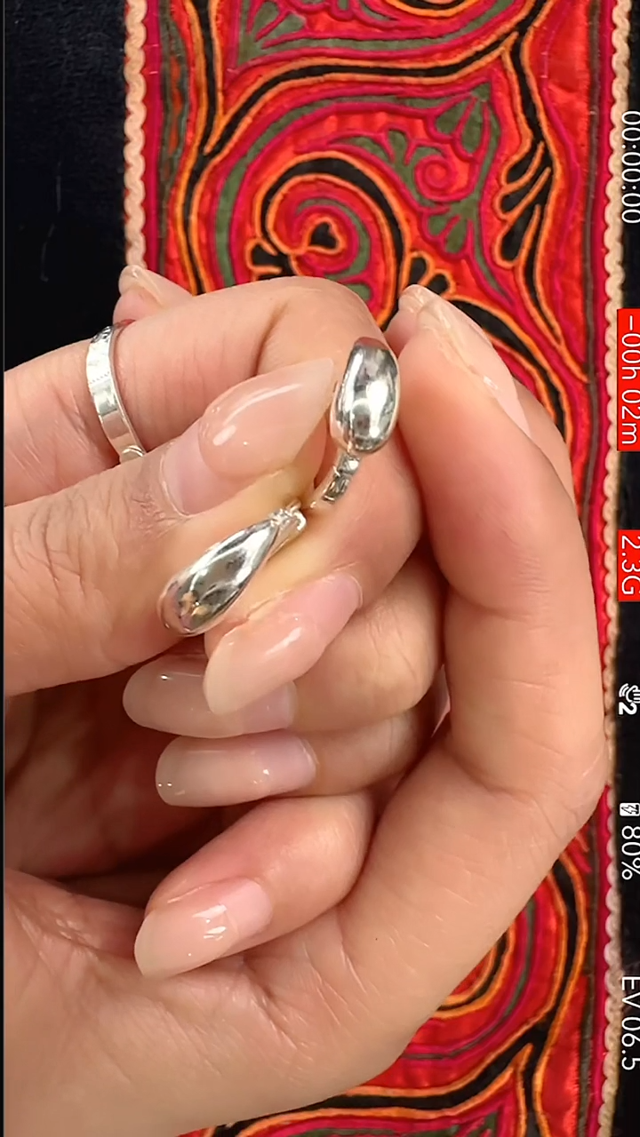 珐琅足银足银水滴耳扣